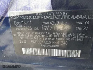 2012 Hyundai Sonata 2.4L Limited PZEV with VIN 5NPEC4AC3CH441240, listed as a IAAI auction lot 41882232 with 200,245 mi miles. Bid and sale history available at carsss.com. Image 9.