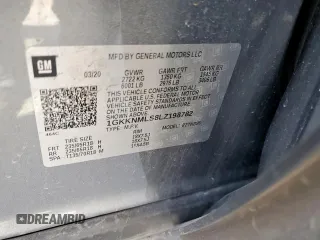 2020 GMC Acadia SLT with VIN 1GKKNMLS8LZ198782, listed as a Copart auction lot 52695665 with 118,218 mi miles and Salvage title. Bid and sale history available at DreamBid. Image 13.
