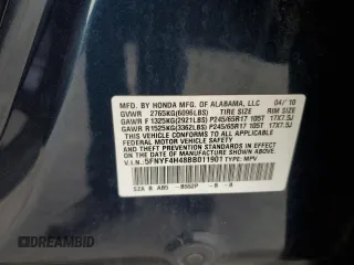 2011 Honda Pilot EX with VIN 5FNYF4H48BB011901, listed as a Copart auction lot 54774625 with 172,454 mi miles and Salvage Title. Bid and sale history available at carsss.com. Image 13.