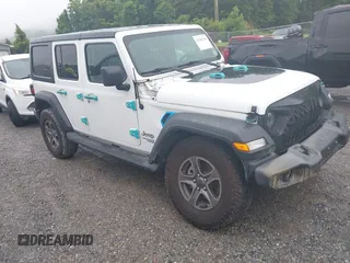 2019 Jeep Wrangler Unlimited Sport S with VIN 1C4HJXDG3KW504364, listed as a IAAI auction lot 42350748 with 109,524 mi miles and . Bid and sale history available at DreamBid. Image 1.