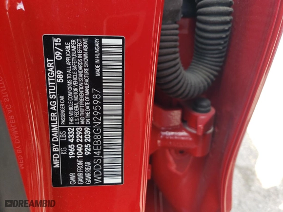 2016 Mercedes-Benz CLA with VIN WDDSJ4EB8GN295987, listed as a Copart auction lot 50324255 with 89,885 mi miles and Salvage Title. Bid and sale history available at carsss.com. Image 12.