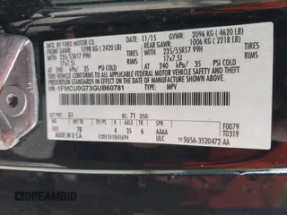 2016 Ford Escape SE z VIN 1FMCU0G73GUB60781, wystawiony jako IAAI lot #42149783 z przebiegiem 135 015 mil mil oraz . Historia ofert i sprzedaży dostępna na DreamBid. Obrazek 9.