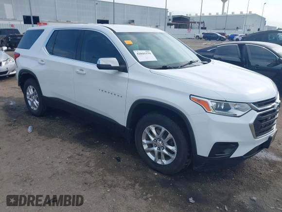 2021 Chevrolet Traverse LS z VIN 1GNERFKW7MJ169763, wystawiony jako IAAI lot #42041579 z przebiegiem 59 840 mil mil oraz . Historia ofert i sprzedaży dostępna na DreamBid. Obrazek 1.