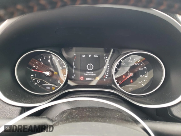 2019 Jeep Compass Latitude with VIN 3C4NJDBB7KT735802, listed as a Copart auction lot 57726275 with 58,660 mi miles and Salvage title. Bid and sale history available at DreamBid. Image 9.