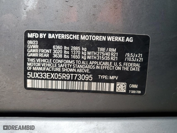 2024 BMW X6 xDrive40i with VIN 5UX33EX05R9T73095, listed as a Copart auction lot 42754435 with 53,885 mi miles and Salvage Title. Bid and sale history available at carsss.com. Image 13.