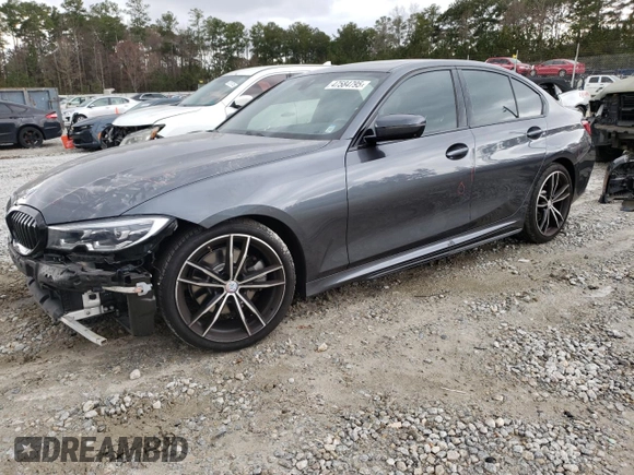 2021 BMW 3 Series 330i with VIN 3MW5R1J0XM8B57091, listed as a Copart auction lot 47584795 with 51,205 mi miles and Salvage Title. Bid and sale history available at carsss.com. Image 1.