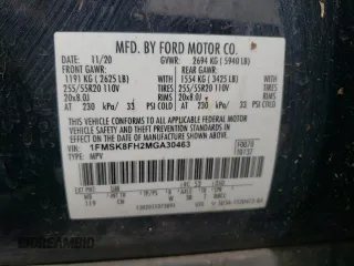 2021 Ford Explorer Limited z VIN 1FMSK8FH2MGA30463, wystawiony jako Copart lot #54108745 z przebiegiem 99 307 mil mil oraz Szkoda całkowita • Salvage title. Historia ofert i sprzedaży dostępna na DreamBid. Obrazek 13.