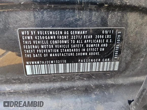 2012 Volkswagen Golf TDI с VIN WVWNM7AJ2CW132110, выставлен на аукционе Copart как лот 68675924 с пробегом 146 279 миль миль и Списание • Salvage title. История ставок и продаж доступна на DreamBid. Изображение 12.