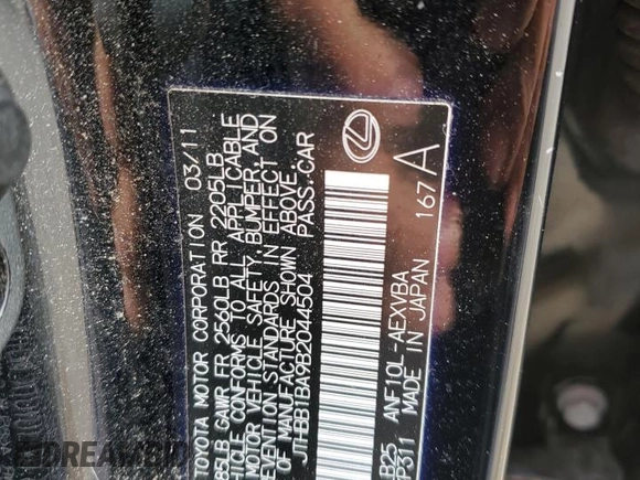 2011 Lexus HS 250h z VIN JTHBB1BA9B2044504, wystawiony jako Copart lot #45751095 z przebiegiem 356 608 mil mil oraz Czysty tytuł • Clean title. Historia ofert i sprzedaży dostępna na DreamBid. Obrazek 12.
