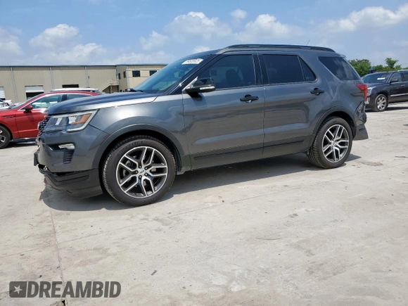 2018 Ford Explorer Sport with VIN 1FM5K8GT7JGB54689, listed as a Copart auction lot 59528925 with 53,018 mi miles and Salvage title. Bid and sale history available at DreamBid. Image 1.