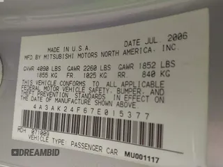 2007 Mitsubishi Eclipse GS with VIN 4A3AK24F67E015377, listed as a IAAI auction lot 41945440 with 121,295 mi miles. Bid and sale history available at carsss.com. Image 9.