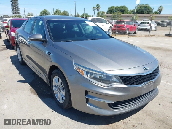 2016 Kia Optima LX with VIN 5XXGT4L36GG098804, listed as a IAAI auction lot 42772231 with 206,471 mi miles and . Bid and sale history available at DreamBid. Image 1.