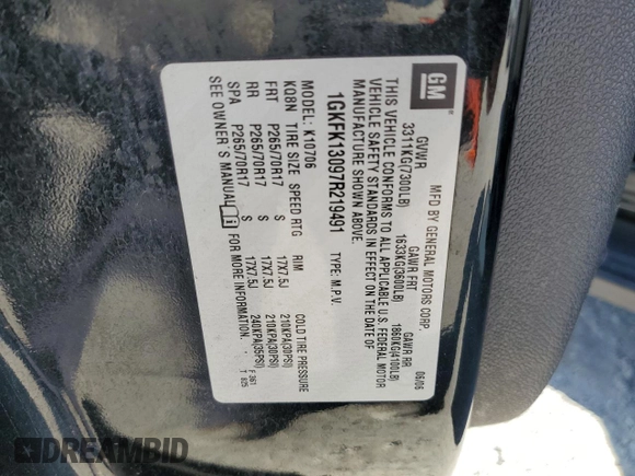 2007 GMC Yukon SLT with VIN 1GKFK13097R219491, listed as a Copart auction lot 61657135 with 213,393 mi miles and Clean title. Bid and sale history available at DreamBid. Image 13.