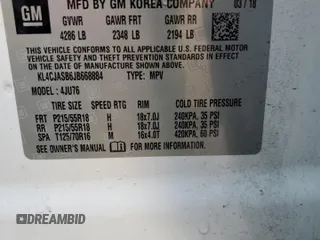 2018 Buick Encore Preferred with VIN KL4CJASB6JB668884, listed as a Copart auction lot 46439025 with 59,406 mi miles and Salvage Title. Bid and sale history available at DreamBid. Image 13.