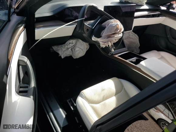 2022 Tesla Model S with VIN 5YJSA1E58NF462069, listed as a Copart auction lot 87887485 with 0 mi miles and Salvage Title. Bid and sale history available at carsss.com. Image 8.