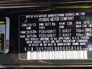 2013 Hyundai Santa Fe Sport with VIN 5XYZUDLB8DG058146, listed as a IAAI auction lot 41997471 with 165,499 mi miles. Bid and sale history available at carsss.com. Image 9.