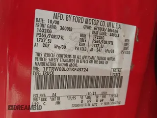 2001 Ford F-150 XLT с VIN 1FTRW08L01KF45724, выставлен на аукционе IAAI как лот 42382019 с пробегом 114 953 миль миль и . История ставок и продаж доступна на DreamBid. Изображение 9.