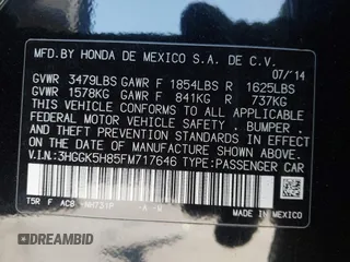 2015 Honda Fit EX-L с VIN 3HGGK5H85FM717646, выставлен на аукционе IAAI как лот 42483387 с пробегом 137 296 миль миль и . История ставок и продаж доступна на DreamBid. Изображение 9.