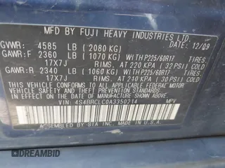 2010 Subaru Outback Limited Power Moon с VIN 4S4BRCLC0A3350214, выставлен на аукционе IAAI как лот 41740534 с пробегом 244 341 миль миль и . История ставок и продаж доступна на DreamBid. Изображение 9.