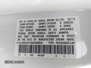 2013 Acura TSX with VIN JH4CU2F45DC009836, listed as a IAAI auction lot 42292230 with 104,054 mi miles and . Bid and sale history available at DreamBid. Image 9.