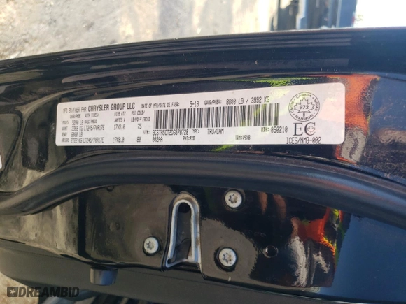 2013 Ram 2500 Tradesman with VIN 3C6TR5CT2DG578728, listed as a Copart auction lot 75007564 with 0 mi miles and Salvage Title. Bid and sale history available at carsss.com. Image 13.