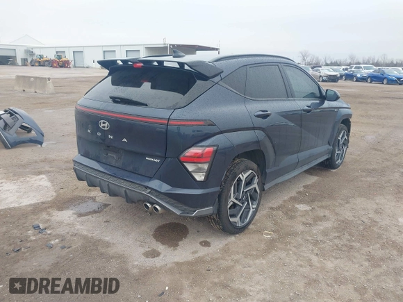 2024 Hyundai Kona N Line with VIN KM8HACA31RU055035, listed as a IAAI auction lot 41593771 with 7,730 mi miles and . Bid and sale history available at carsss.com. Image 4.