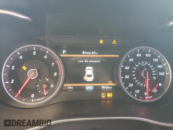 2020 Genesis G70 2.0T with VIN KMTG34LA5LU059898, listed as a Copart auction lot 46987825 with 38,166 mi miles and Salvage title. Bid and sale history available at DreamBid. Image 9.