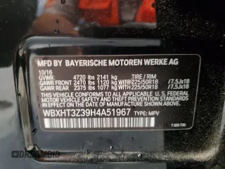 2017 BMW X1 xDrive28i with VIN WBXHT3Z39H4A51967, listed as a Copart auction lot 58843125 with 108,415 mi miles and Clean title. Bid and sale history available at DreamBid. Image 13.