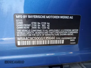 2016 BMW 4 Series 428i xDrive with VIN WBA4C9C50GG135644, listed as a Copart auction lot 45913995 with 56,297 mi miles and Salvage Title. Bid and sale history available at DreamBid. Image 14.