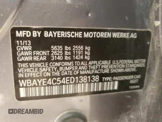 2014 BMW 7 Series 740Li with VIN WBAYE4C54ED138138, listed as a Copart auction lot 76510474 with 139,253 mi miles and Clean Title. Bid and sale history available at carsss.com. Image 12.