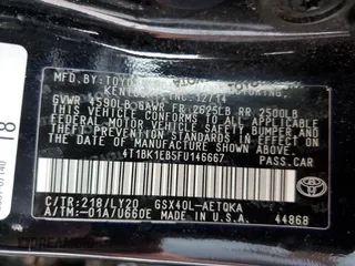 2015 Toyota Avalon Limited with VIN 4T1BK1EB5FU146667, listed as a Copart auction lot 52640035 with 145,116 mi miles and Salvage Title. Bid and sale history available at DreamBid. Image 12.
