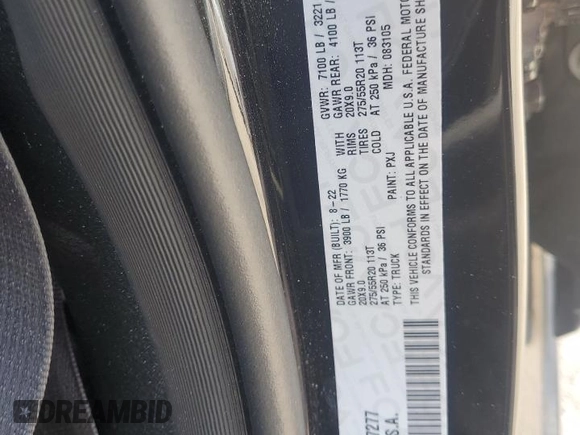 2022 Ram 1500 Lone Star with VIN 1C6SRFFT0NN427277, listed as a Copart auction lot 59408095 with 52,133 mi miles and Salvage title. Bid and sale history available at DreamBid. Image 12.