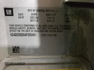 2010 Buick LaCrosse CXL with VIN 1G4GC5EG6AF283491, listed as a Copart auction lot 52380795 with 185,851 mi miles and Salvage Title. Bid and sale history available at DreamBid. Image 12.