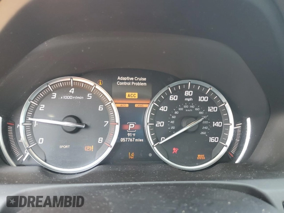 2018 Acura TLX Technology with VIN 19UUB1F50JA002526, listed as a Copart auction lot 65847825 with 57,767 mi miles and Salvage title. Bid and sale history available at DreamBid. Image 9.