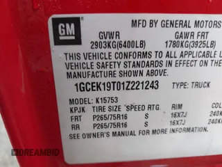 2001 Chevrolet Silverado 1500 LS with VIN 1GCEK19T01Z221243, listed as a IAAI auction lot 41952032 with 129,665 mi miles and . Bid and sale history available at DreamBid. Image 9.
