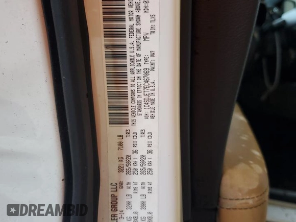 2014 Dodge Durango Citadel with VIN 1C4SDJET7EC467069, listed as a Copart auction lot 88552685 with 161,105 mi miles and Salvage Title. Bid and sale history available at DreamBid. Image 13.