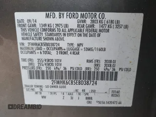 2014 Ford Flex SEL with VIN 2FMHK6C85EBD38724, listed as a IAAI auction lot 41866442 with 147,661 mi miles. Bid and sale history available at carsss.com. Image 9.