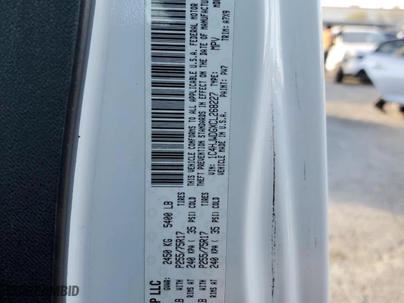 2012 Jeep Wrangler Unlimited Sport with VIN 1C4HJWDGXCL268227, listed as a Copart auction lot 86121234 with 137,585 mi miles and Salvage Title. Bid and sale history available at carsss.com. Image 12.