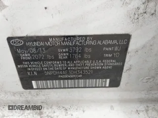 2013 Hyundai Elantra GLS with VIN 5NPDH4AE3DH343521, listed as a IAAI auction lot 42324704 with Not provided miles and . Bid and sale history available at DreamBid. Image 9.