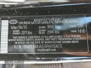 2023 Hyundai Elantra SEL with VIN 5NPLM4AG1PH113473, listed as a Copart auction lot 53543265 with 33,655 mi miles and Salvage title. Bid and sale history available at DreamBid. Image 12.