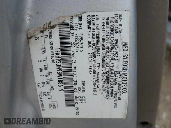 2008 Ford Focus SE z VIN 1FAHP33N98W188619, wystawiony jako Copart lot #49186014 z przebiegiem 139 888 mil mil oraz Szkoda całkowita • Salvage title. Historia ofert i sprzedaży dostępna na DreamBid. Obrazek 14.