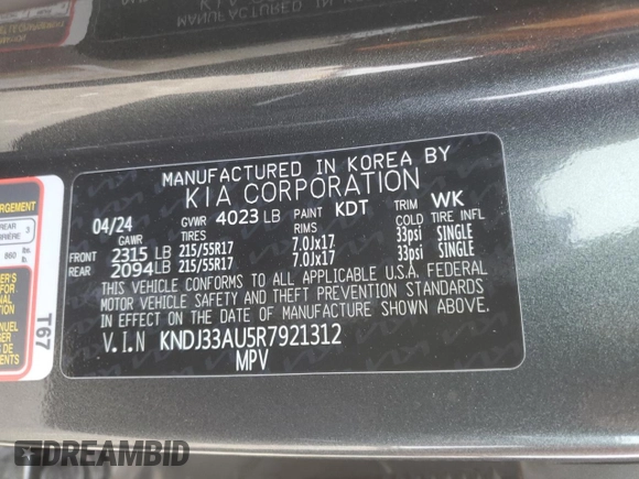 2024 Kia Soul EX with VIN KNDJ33AU5R7921312, listed as a Copart auction lot 46364945 with 7,408 mi miles and Salvage Title. Bid and sale history available at carsss.com. Image 13.