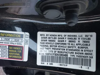 2010 Honda Civic LX with VIN 19XFA1F50AE065486, listed as a IAAI auction lot 42011153 with 113,369 mi miles and . Bid and sale history available at DreamBid. Image 9.