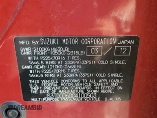2012 Suzuki Grand Vitara Premium z VIN JS3TD0D60C4100503, wystawiony jako Copart lot #59050575 z przebiegiem 158 052 mil mil oraz Tytuł czysty. Historia ofert i sprzedaży dostępna na DreamBid. Obrazek 13.