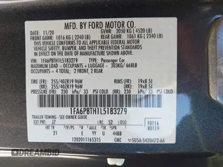 2020 Ford Mustang EcoBoost z VIN 1FA6P8TH1L5183279, wystawiony jako IAAI lot #41904731 z przebiegiem 99 222 mil mil oraz . Historia ofert i sprzedaży dostępna na DreamBid. Obrazek 9.
