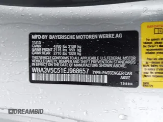 2014 BMW 4 Series 428i with VIN WBA3V5C51EJ968657, listed as a IAAI auction lot 41718019 with 111,083 mi miles and . Bid and sale history available at DreamBid. Image 9.