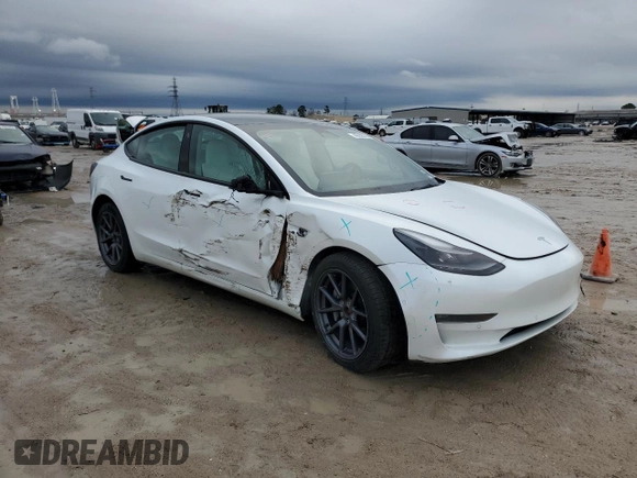 2022 Tesla Model 3 Long Range with VIN 5YJ3E1EB9NF167318, listed as a Copart auction lot 43235155 with 54,167 mi miles and Salvage Title. Bid and sale history available at carsss.com. Image 4.
