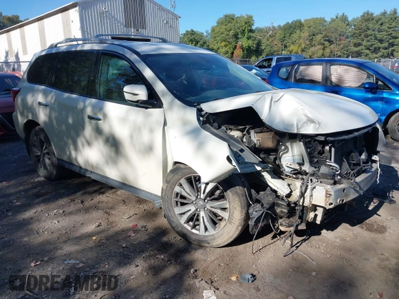 2017 Nissan Pathfinder SV with VIN 5N1DR2MM6HC696479, listed as a IAAI auction lot 41340074 with 117,754 mi miles. Bid and sale history available at carsss.com. Image 1.