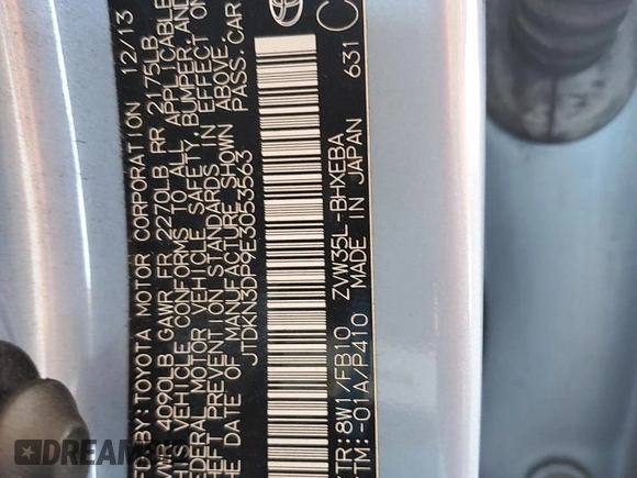 2014 Toyota Prius with VIN JTDKN3DP9E3053563, listed as a Copart auction lot 64207525 with 179,086 mi miles and Salvage title. Bid and sale history available at DreamBid. Image 13.