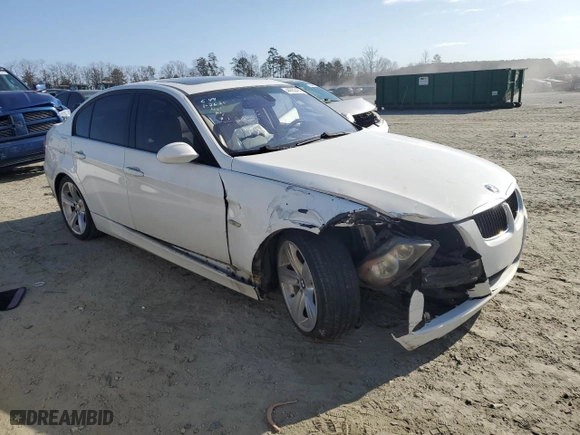 2007 BMW 3 Series 328i with VIN WBAVA33587P140761, listed as a Copart auction lot 44062455 with 0 mi miles and Salvage Title. Bid and sale history available at carsss.com. Image 4.